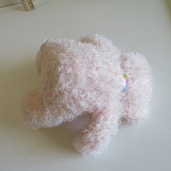 Baby Light Pink Teddy Bear 9" long Stuffed Animal Plush Floral Ribbon Bow - Picture 3 of 7